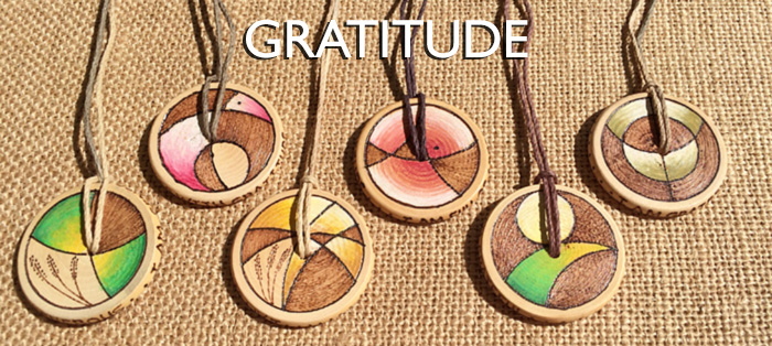 Gratitude Medallions. Hand made art by Wendy Hurd