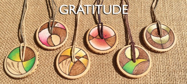 Gratitude Medallions. Hand made art by Wendy Hurd