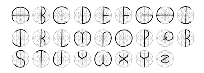 Every letter of the English alphabet contained within the Aligned with Life Symbol